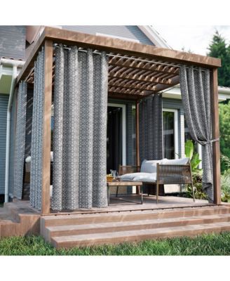 Outdoor Window Covering Cabana Trellis Grommet Single Panel, 52"Wx 84"L