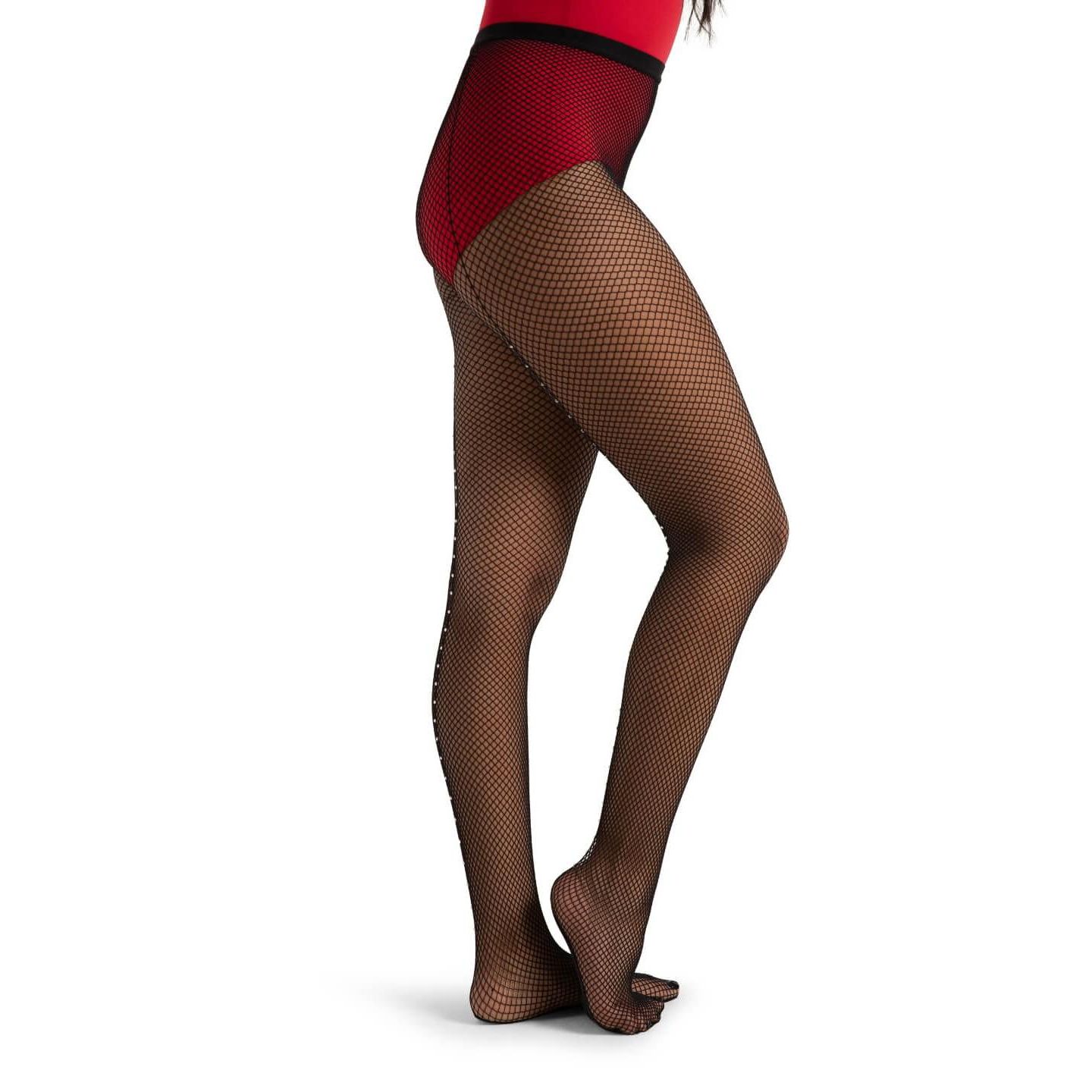 Женские колготки в сетку Capezio Professional со стразами, цвет: Чёрный — фото 3