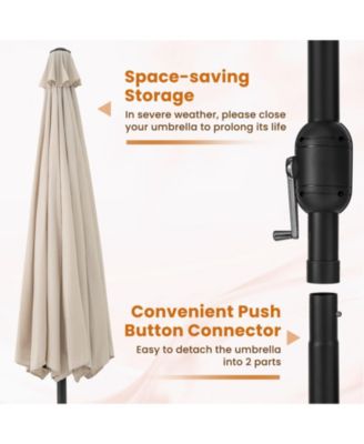 Patio Umbrella with Crank Handle and 8 Sturdy Ribs for Outdoor Shade