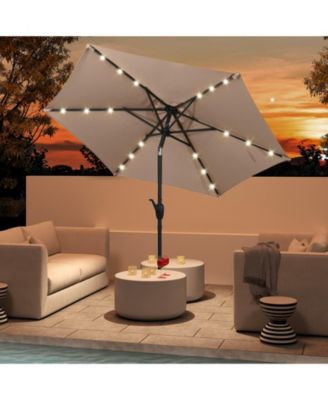 LED Lighted Solar Patio Umbrella with Crank Mechanism – Perfect for Backyard, Poolside, or Balcony