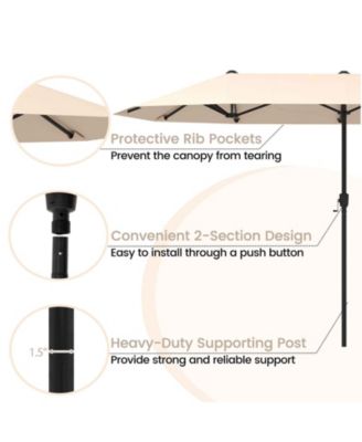 Extra Wide Patio Market Umbrella Double-Sided with Crank for Outdoor Tables