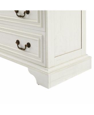 Modern White 5 Drawer Dresser Bathrooom Cabinet Ample Storage Wide Chest of Drawers