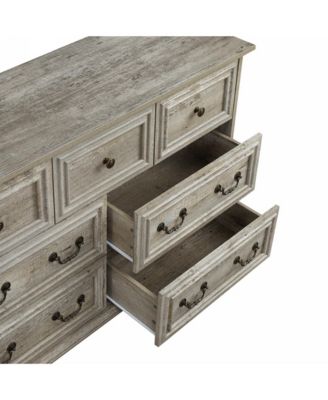 CASAINC Farmhouse Vintage 7-Drawer Rustic Bathroom Cabinet Organizer with Natural Texture