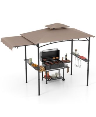 Grill Gazebo with Side Awning and Double Tiered Top for Patio or Backyard
