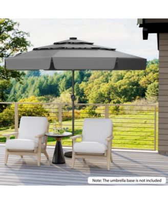 Solar Patio Umbrella with 3-Tier Vented Canopy for Outdoor Tables and Seating