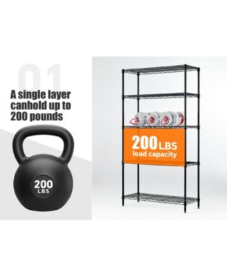 59inch Wide Black Metal Shelves with 5 Removable Dividers Large Capacity Strong Load Bearing for Garage