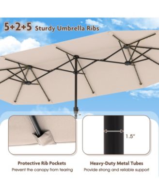 Slickblue Large Patio Umbrella with LED Solar Lights and Crank Handle