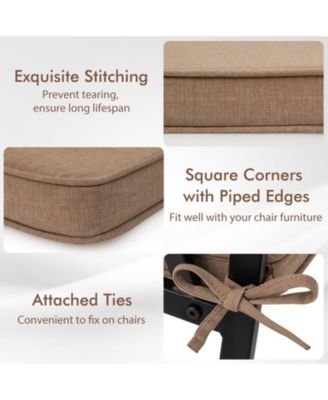 Outdoor Chair Cushion Set of 2 Waterproof Fade-Resistant Olefin Seat Cushions