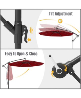 Patio Umbrella Offset Cantilever Umbrella with 40 Solar Powered Lights