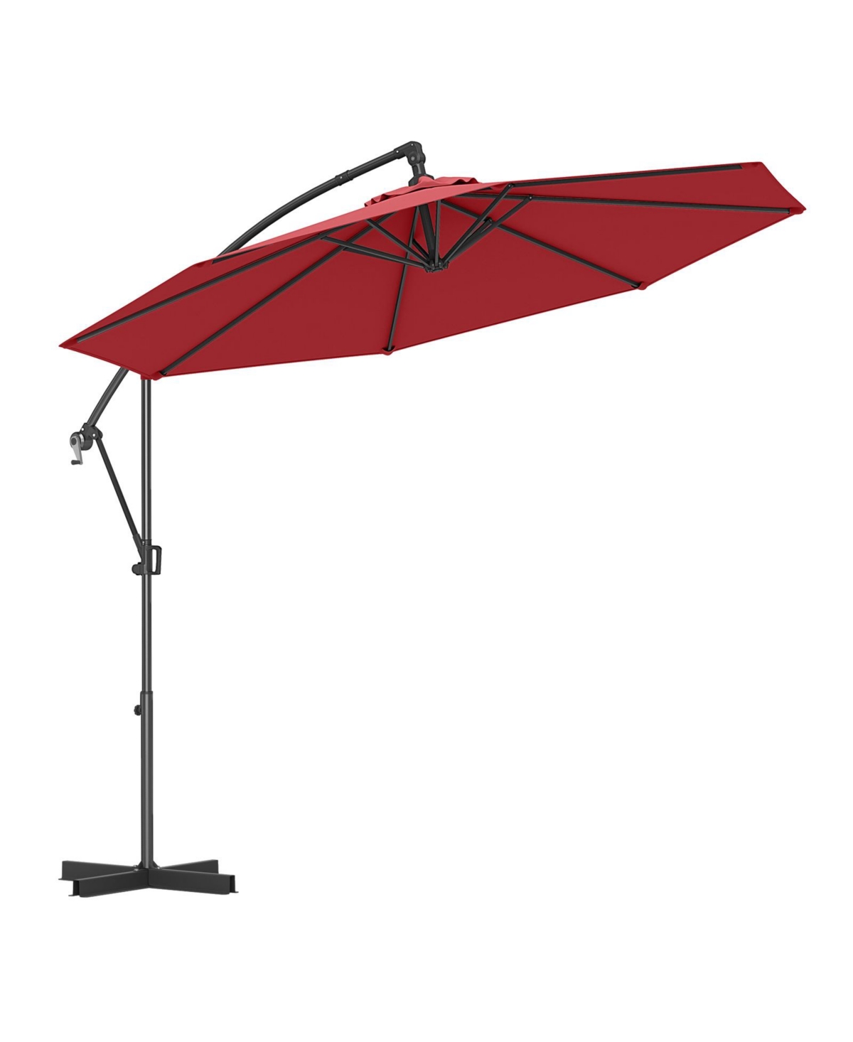 Outdoor Hanging Umbrella with Sturdy Base &#x2013; Offset Cantilever Style for Patio or Garden Use - Wine