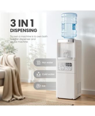Water Cooler Dispenser with Ice Maker for 2, 3 or 5 Gallon Bottles, 33Lbs Daily Ice Making, Child Safety Lock and Energy-Saving Design for Home and Office
