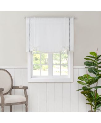 Rod Pocket Textured Yarn Sheer Tie Up Balloon Curtain Window Panel - 63 in. Long