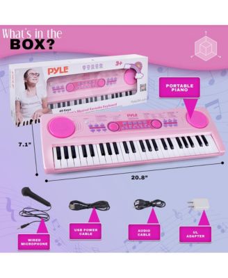 Kids Pink 49-Key Light-Up Karaoke Piano Keyboard with Mic - PKBRD4912PK