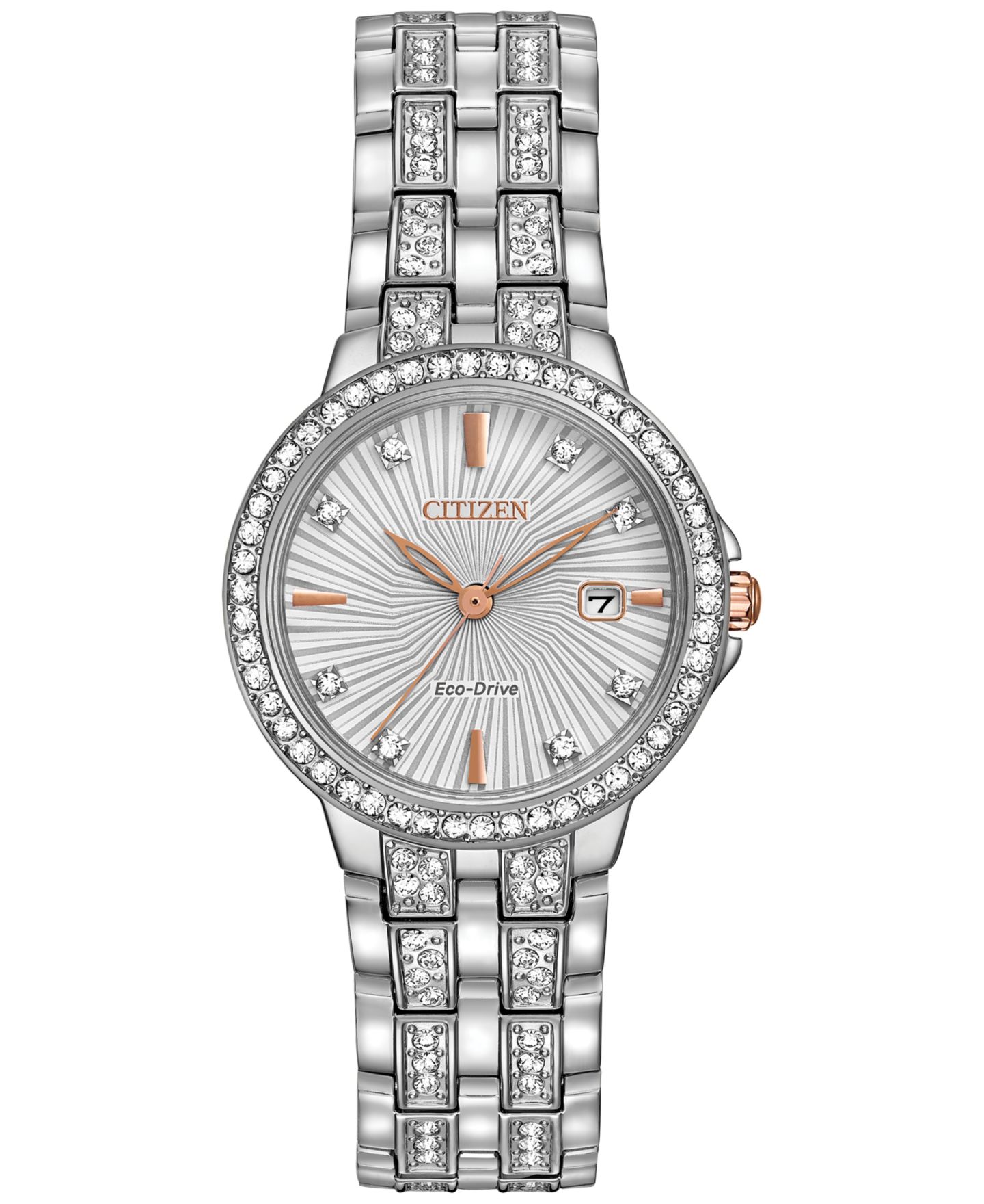 Женские часы Citizen Eco-Drive Crystal Accent Stainless Steel Bracelet Watch 28mm EW2340-58A — фото 1