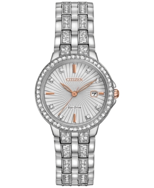 image of Citizen Women-s Eco-Drive Crystal Accent Stainless Steel Bracelet Watch 28mm EW2340-58A