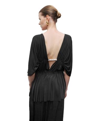 Women's V-Neck Beaded Accessory Blouse