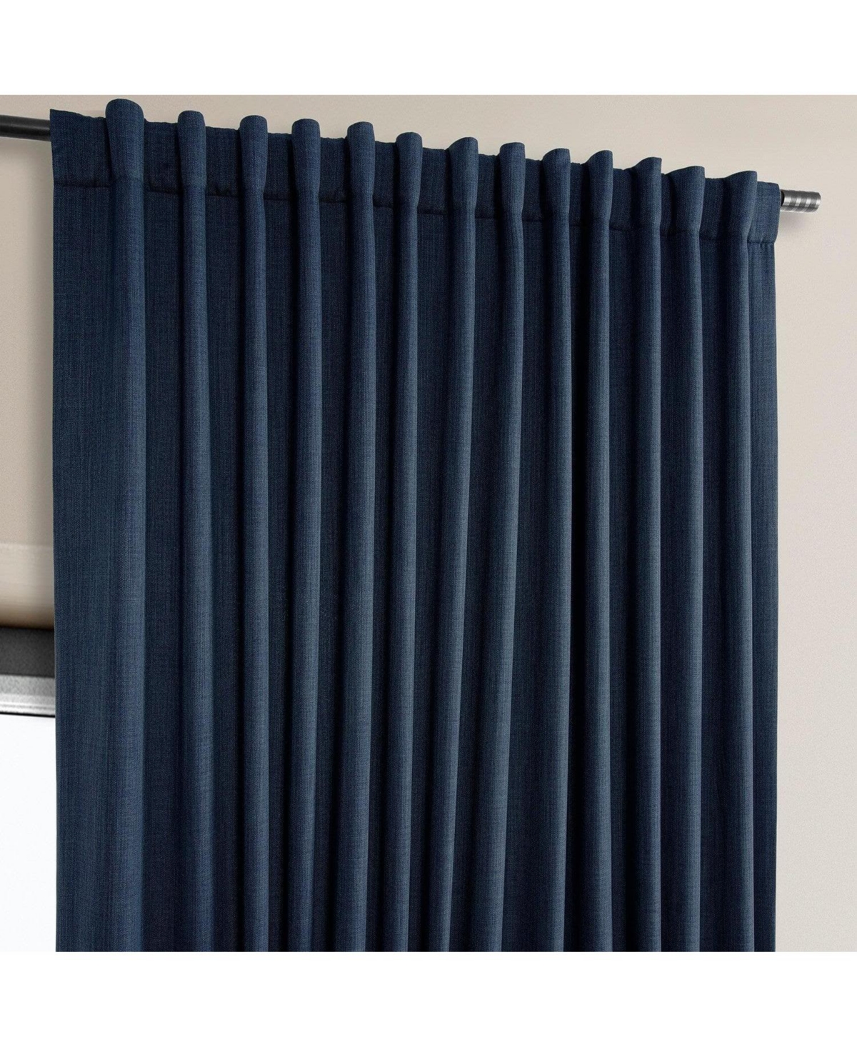 Half Price Drapes Extra Wide Textured Faux Linen Room Darkening Curtain In Multi