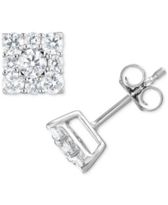 Lab Grown Diamond Square Cluster Stud Earrings (1 ct. t.w.) in Sterling Silver