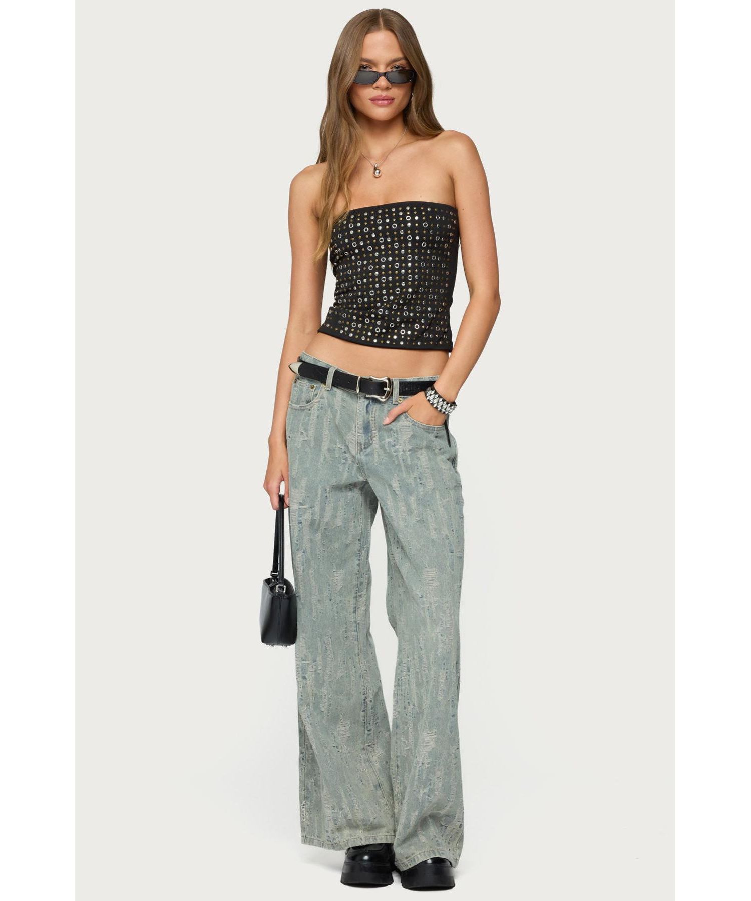 Women's Blanco Studded Grommet Tube Top