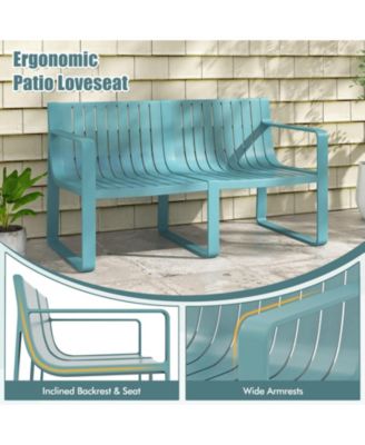 Weather-resistant Plastic 2-Person Bench with Curved Backrest