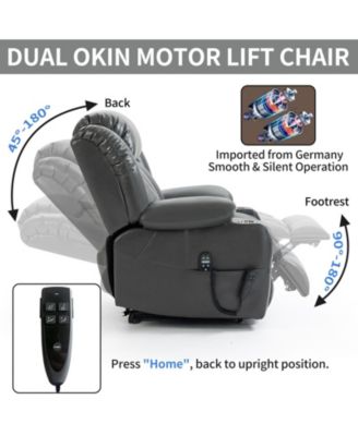 Dual Motor Infinite Position Up to 350 LBS Leatheraire Power Lift Recliner Chair with Vibration Massage and Lumbar Heating