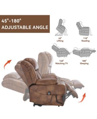 Dual Motor Infinite Position Up to 350 LBS Leatheraire Power Lift Recliner Chair with Vibration Massage and Lumbar Heating