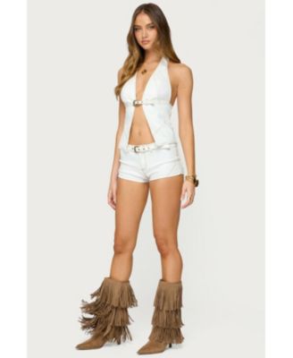 Women's Ciel Split Front Denim Halter Top