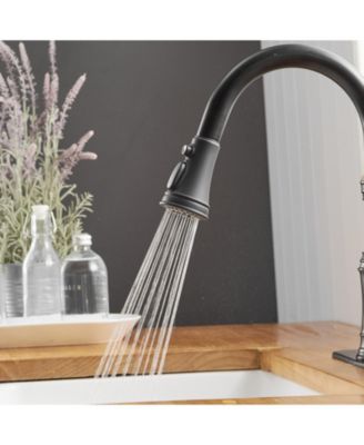 Single-Handle Pull-Down Sprayer 3 Spray High Arc Kitchen Faucet With Deck Plate