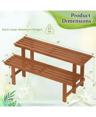 2-Tier Wood Plant Stand Ladder Plant Shelf for Indoor Outdoor