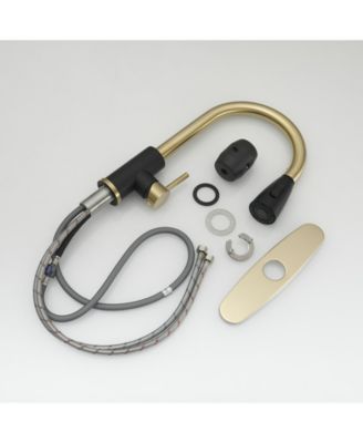 Single-Handle Pull-Out Sprayer Kitchen Faucet with Supply Lines in Matte Black and Brushed Nickel