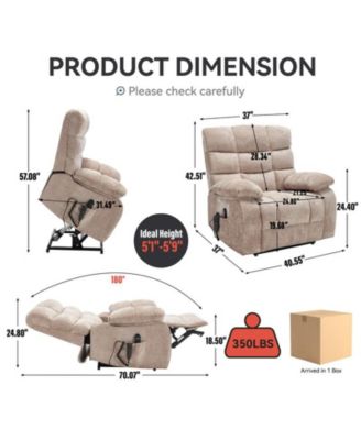 Lift Recliner Chair Heat Massage Dual Motor Infinite Position Up to 350 LBS Large Electric Power Lift Recliners with Power-Remote, Medium-firm and Heavy duty