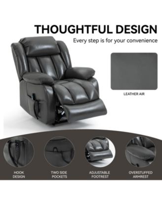Dual Motor Infinite Position Up to 350 LBS Electric Leatheraire Power Lift Recliner Chair with 8-Point Vibration Massage and Lumbar Heating
