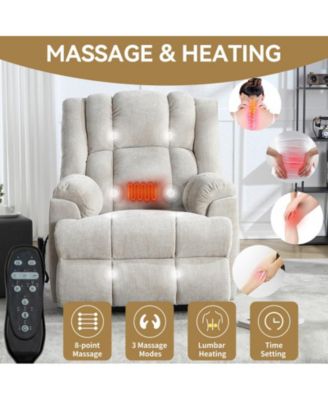 Dual Motor Heat Massage Power Lift Recliner Chair, Up to 350 lbs, Medium-Firm, Heavy-Duty with Power Remote
