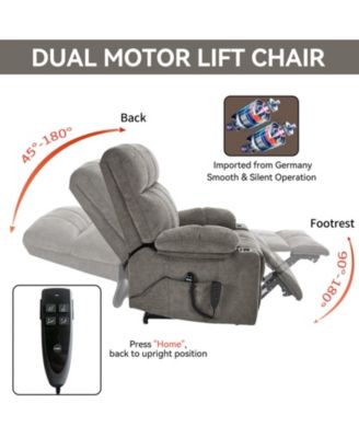 Dual Motor Chenille Power Lift Recliner Chair with Infinite Position