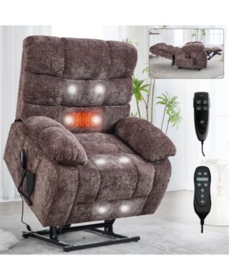 Lift Recliner Chair Heat Massage Dual Motor Infinite Position Up to 350 LBS Large Electric Power Lift Recliners with Power-Remote and Heavy duty