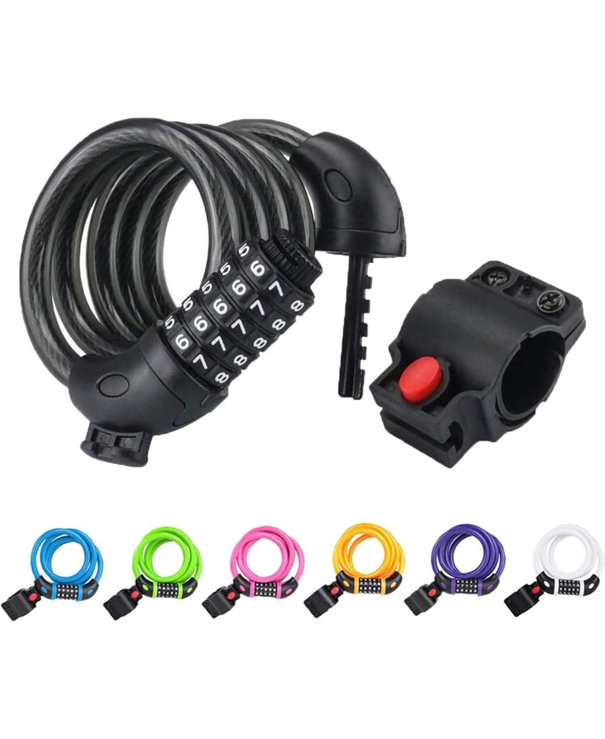Bike Lock, 5.6 Feet Bicycle Cable, High Security 5 Digit Resettable Combination Coiling Bicycle Lock, Heavy Duty Anti Theft Cable with Bracket -