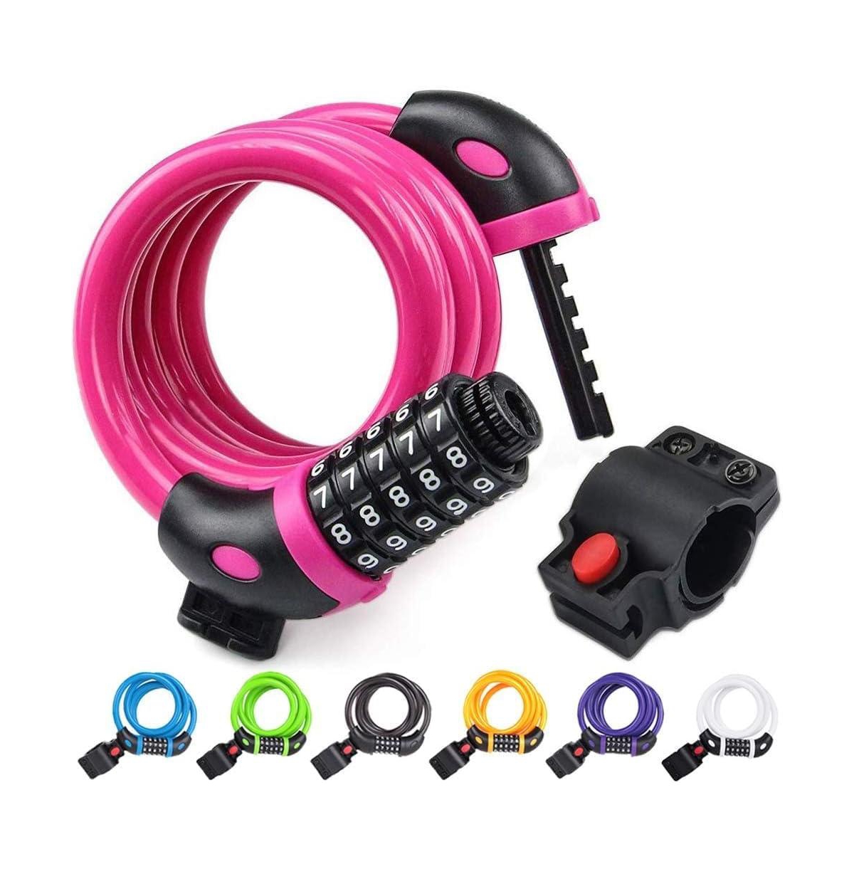 Bike Lock, 5.6 Feet Bicycle Cable, High Security 5 Digit Resettable Combination Coiling Bicycle Lock, Heavy Duty Anti Theft Cable with Mounting