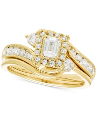 Macy's - Diamond Emerald- & Round-Cut Swirl Bridal Set (1 ct. t.w.) in 14k Gold