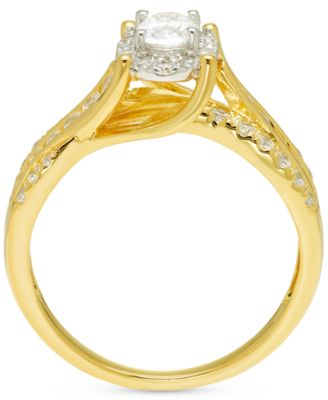 Diamond Oval Halo Multi-Row Engagement Ring (1 ct. t.w.) in 14k Two-Tone Gold