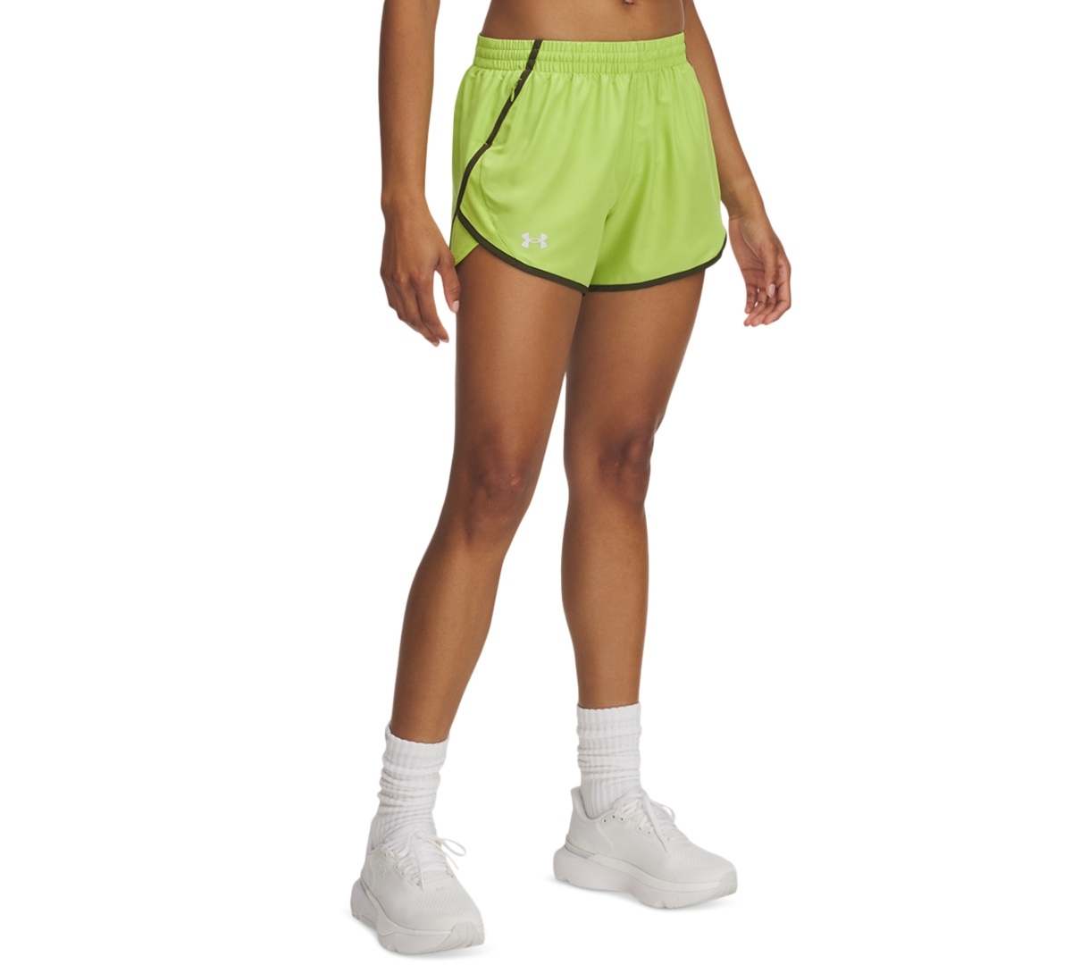 Under Armour Women's Fly By Mesh-panel Running Shorts In Green