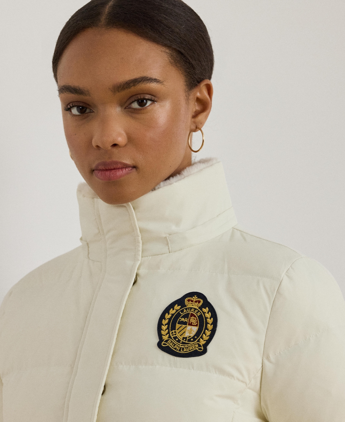 Ralph Lauren Women's Faux-fur-trim Collared Puffer Coat In White