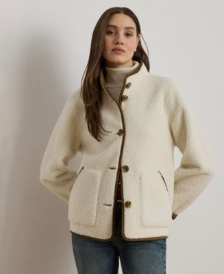 Lauren Ralph Lauren Women's Faux-Suede-Trim Fleece Jacket - Macy's