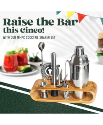 Bartender Kit 10-Piece Bar Tool Set with Bamboo Stand