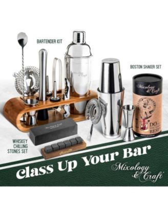 Bartender Kit 10-Piece Bar Tool Set with Bamboo Stand