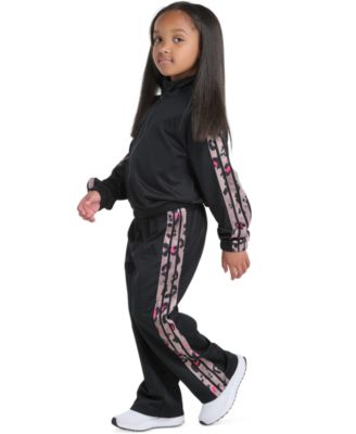 Toddler & Little Girls Tricot Long-Sleeve Full-Zip Jacket & Wide-Leg Pants, 2 Piece Set 