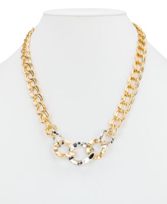 Two-Tone Hammered Link Necklace