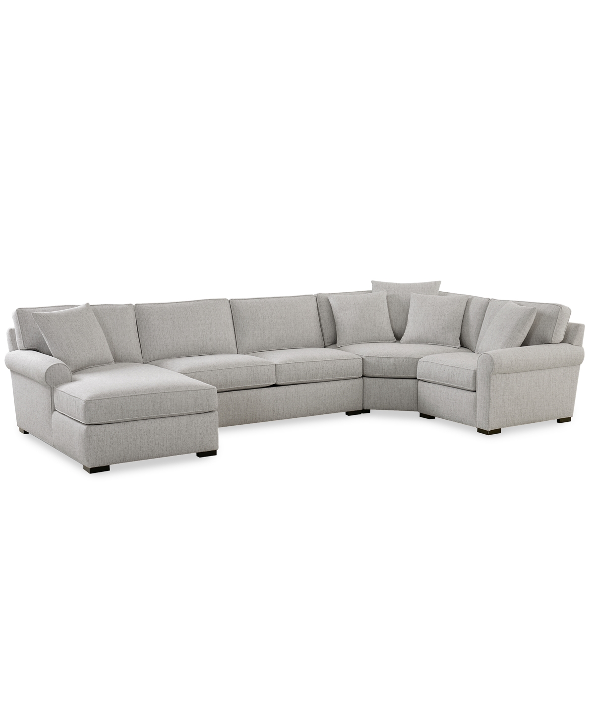 Macy's Radley Roll Arm 148" 4-pc. Fabric Chaise Sectional With Wedge, Exclusively At  In Gray