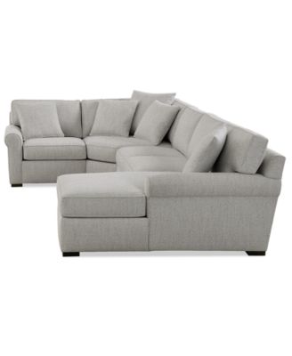 Radley Roll Arm 148" 4-Pc. Fabric Chaise Sectional with Wedge