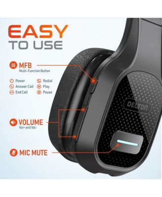 Wireless Computer Headset with USB Dongle, Trucker Bluetooth Headset with Noise Canceling Mic, 35Hrs talk time, Wireless Headset for Computer, Cell Phone, Drivers, Office, Call Center - Black