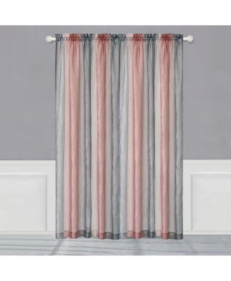 1 Piece Crushed Faux Satin Silver & Blush Rose Pink Ombre Window Curtain Panel